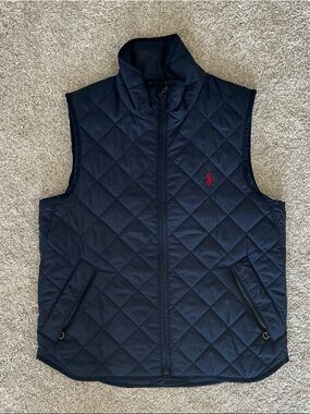 Polo by Ralph Lauren Navy Quilted Vest with Red Pony Logo